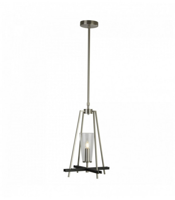 Danika pendant light 1 bulb satin silver with black detail
