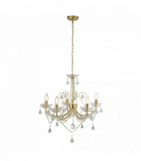 Plafonnier lafayette 5 ampoules cristal transparent doré