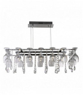Plafond décoratif vino 10 ampoules - boutons en chrome et cristal