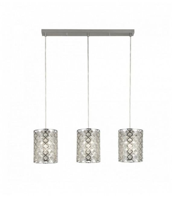 suspension Tennessee 3 ampoules bar chrome avec verre cristal