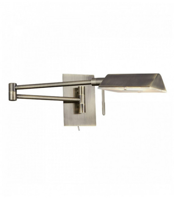 Apothecary 1-Light Wall Sconce, Adjustable Swing Arm, Antique Brass & Frosted Glass