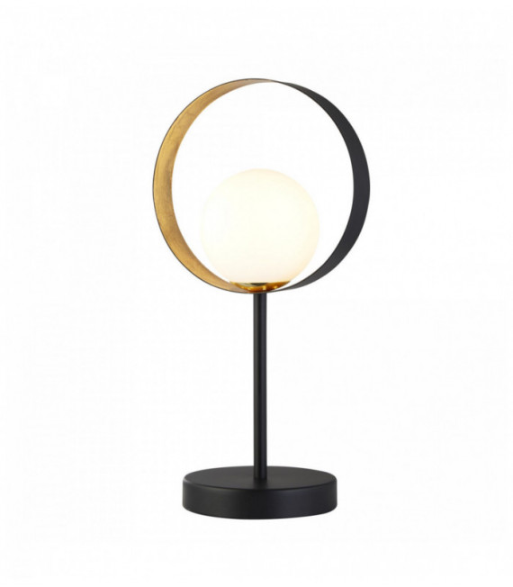 Orbital table lamp 1 bulb matt black and gold leaf with opal glass