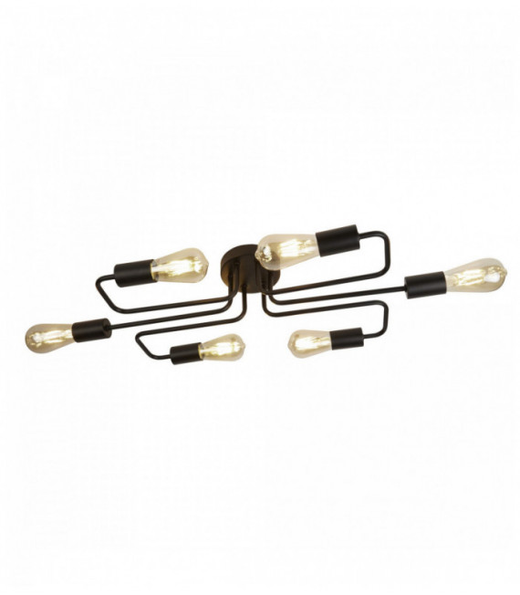 Matte black 6-bulb circuit ceiling light