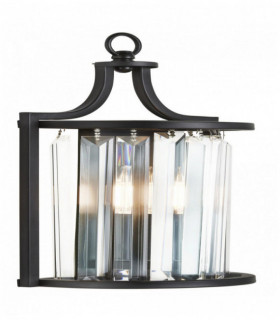 Parete Victoria 1 lampadina nero con vetro cristallo