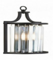 Applique murale victoria 1 ampoule noir avec verre en cristal