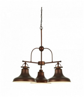 Suspension industriel dallas 3 ampoules brun antique