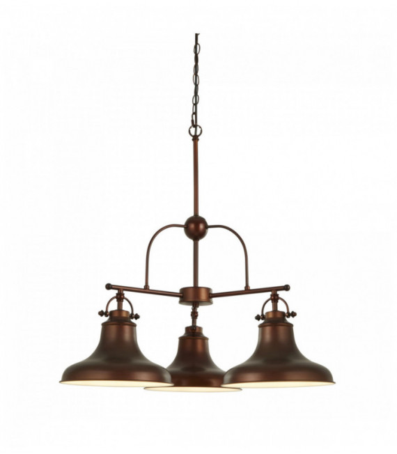 Suspension industriel dallas 3 ampoules brun antique