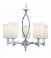 Ceiling light gina 5 bulbs white chromed glass shade