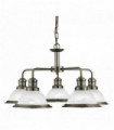 5-light bistro ceiling light glass marble antique brass