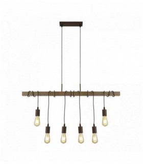 Suspension Scheune 6 Glühbirnen mit braun / schwarz