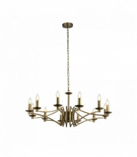 Sospensione ascot 12 lampadine ottone antico