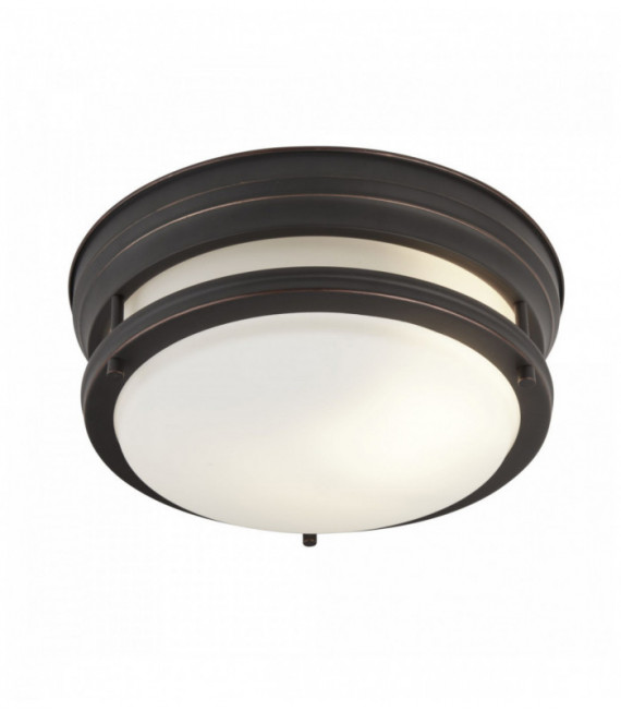 Plafonnier edinburgh 2 ampoules brun avec verre opale. ip44
