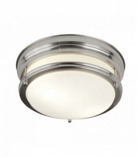 Ceiling light edinburgh 2 bulbs satin silver with opal glass ip44