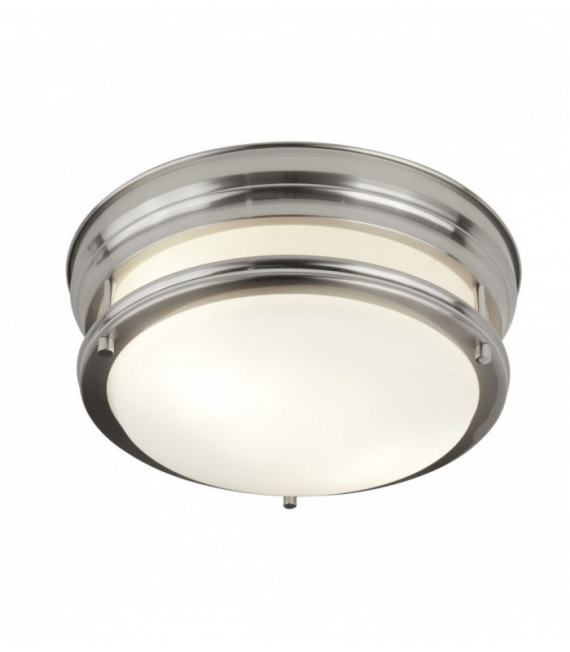 Ceiling light edinburgh 2 bulbs satin silver with opal glass ip44