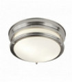 Plafonnier edinburgh 2 ampoules argent satiné avec verre opale ip44
