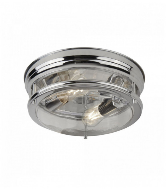 Techo Edimburgo 2 cromo bombillas con ip44 vidrio transparente