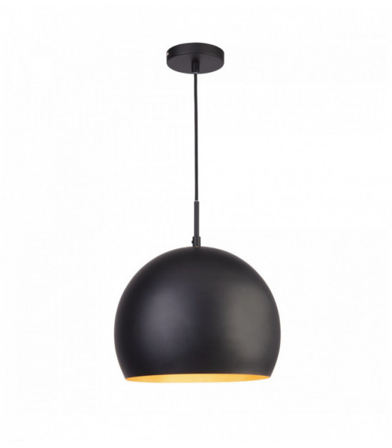 Suspension industrielle - 1 ampoule 30cm suspension boule noir mat intérieur or