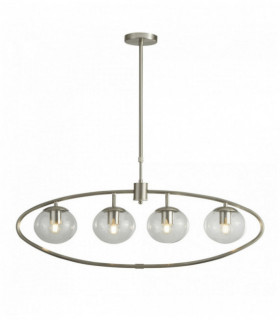 Suspension 4 ampoules avec boules de verre argent satiné
