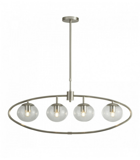 Suspension 4 ampoules avec boules de verre argent satiné