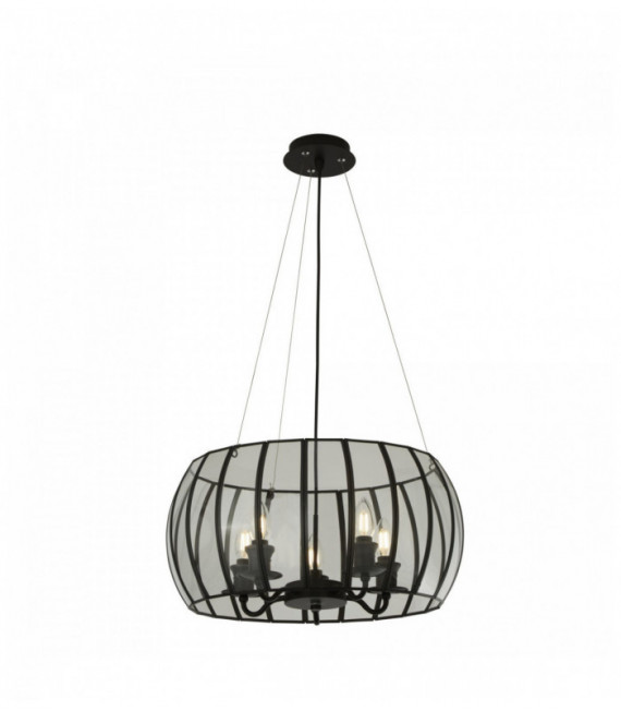 Suspension 5 ampoules verre lié noir / transparent