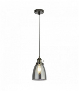 Island pendant light 1 bulb aluminum support smoked glass