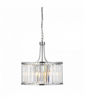Suspension victoria 5 ampoules chrome avec verre cristal