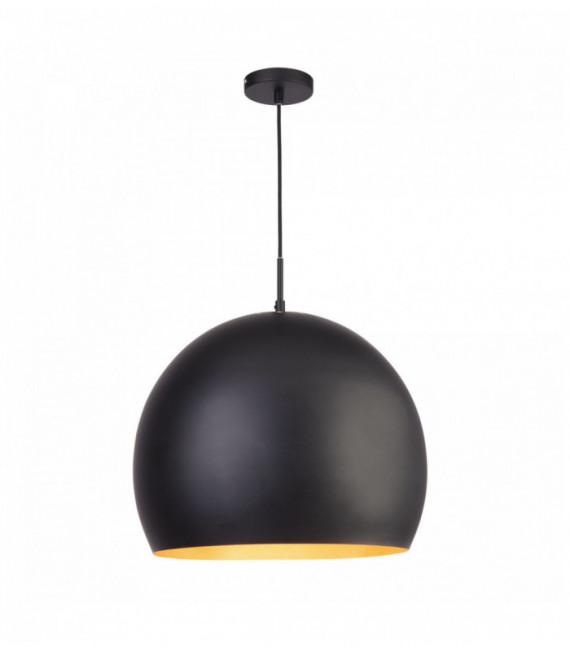 Industrial pendant light - 1 bulb 40cm matt black ball pendant with gold interior