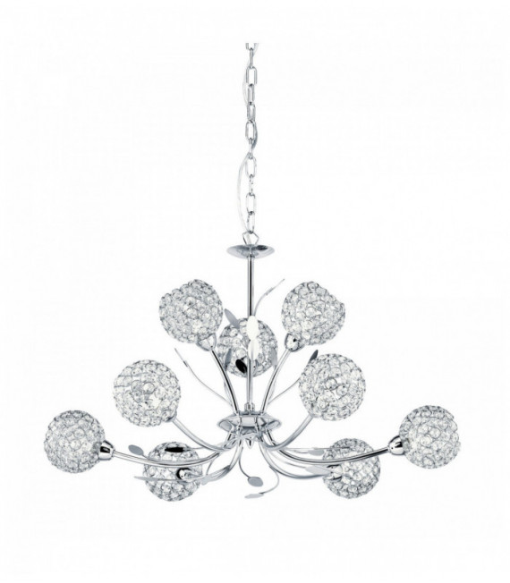 Techo Bellis ii - pantalla de cristal del deco cromo transparente bulbos 9