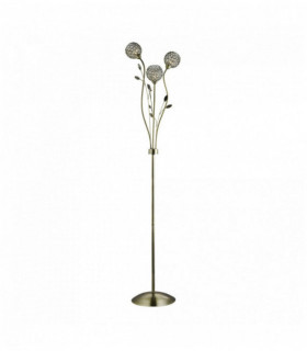 Floor lamp bellis ii 3 bulbs decorative shade in transparent glass in antique brass