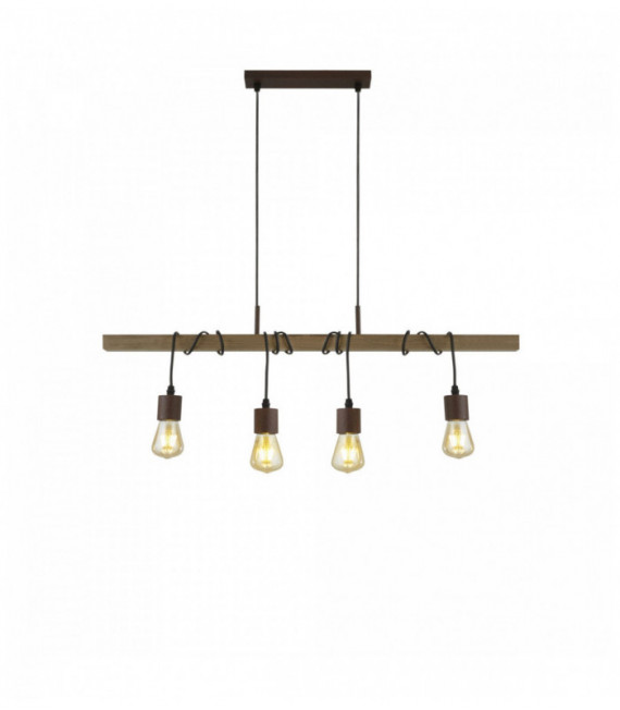 Suspension Scheune 4 Lampen mit braun / schwarz