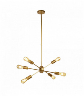 Pendant light alpha 6 bulbs matt gold