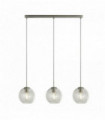 3-bulb satin silver bar pendant with transparent glass