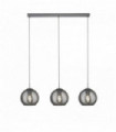Suspension 3 bulbs chrome bar with smoked glass