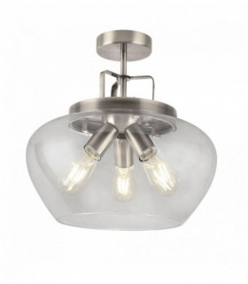 3-light ball ceiling lamp satin silver / transparent