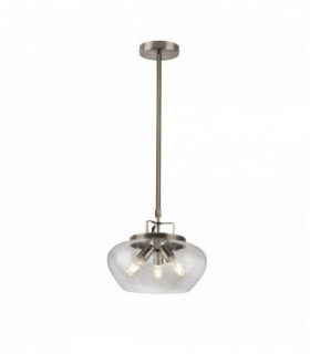 Ball pendant light 3 bulbs satin silver / transparent