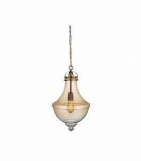 Cairo pendant light 1 bulb satin bronze amber glass