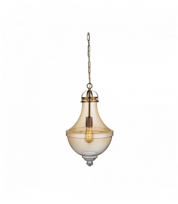 suspension Caire 1 ampoule bronze satiné verre ambré