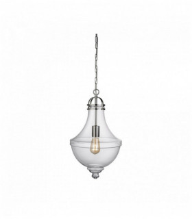Suspension cairo 1 ampoule verre transparent avec inox