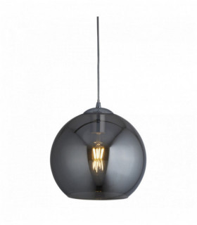 Suspension boule 1 ampoule 35cm dia verre fumé chrome