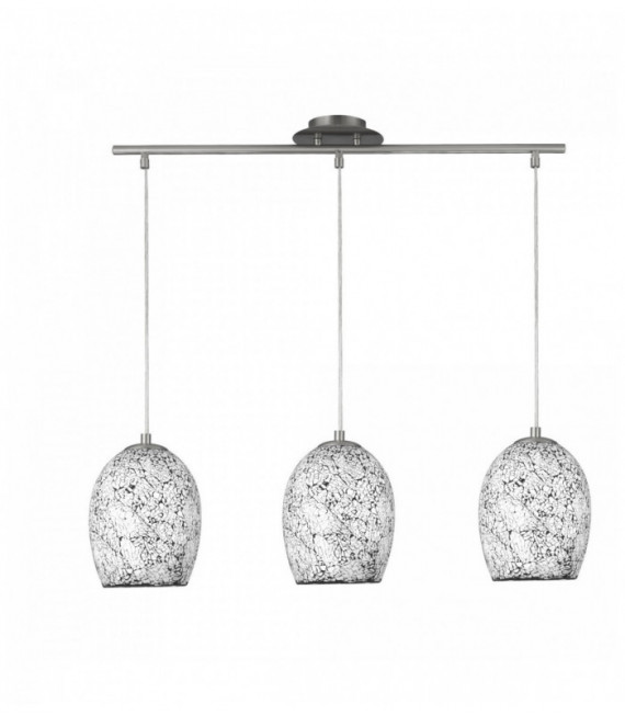 Suspension crackle en verre blanc 3 ampoules