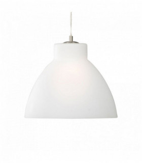 Metal and glass pendant light 1 bulb satin silver opal glass