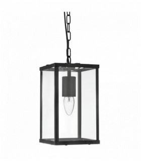 Sospensione lanterna 1 lampadina rettangolo nero / vetro trasparente