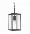 Suspension lantern 1 ampoule rectangle noir / verre transparent