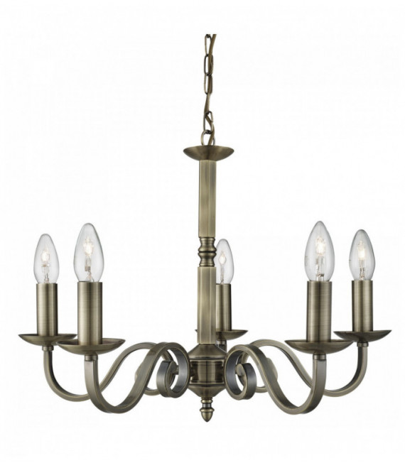 Chandelier richmond antique brass ceiling 5 lights