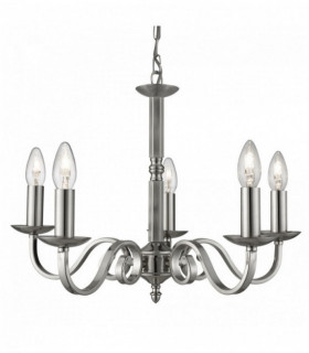 Richmond satin silver ceiling chandelier 5 lights