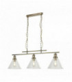 Pyramid pendant light 3 bulbs with transparent glass shade