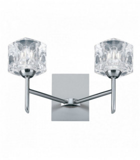 Ice cube led wall light - 2 bulbs transparent satin silver glass