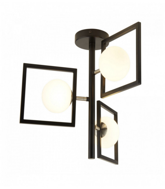 Suspension rosewell 3 ampoules noir mat et opale