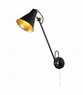 Adjustable wall light 1 bulb matt black gold