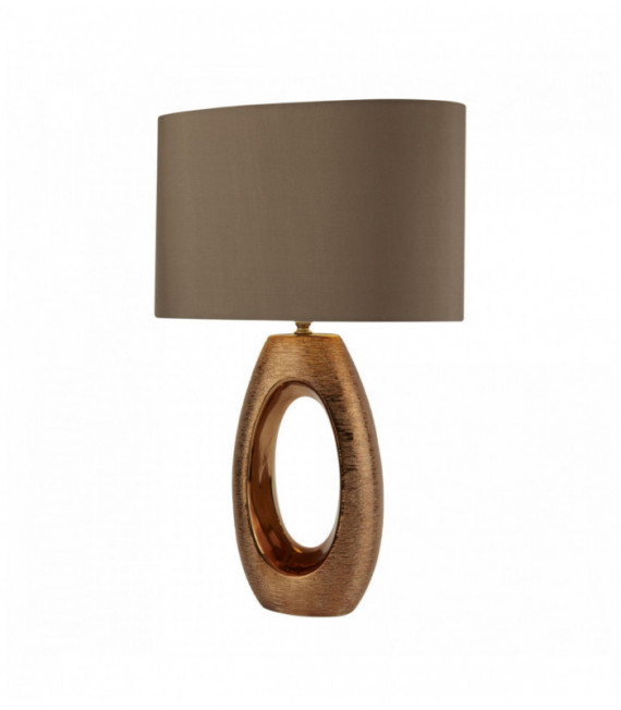 Lámpara de mesa con base ovalada bronce artesano 1 bulbo